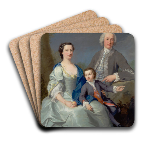 Sir Robert and Lady Smyth with Their Son, Hervey by Andrea Soldi Art Drink Coaster set