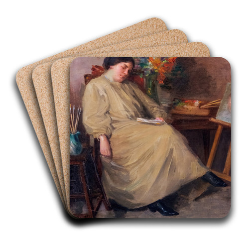 Le peintre endormi by Henri Loubat Art Drink Coaster set