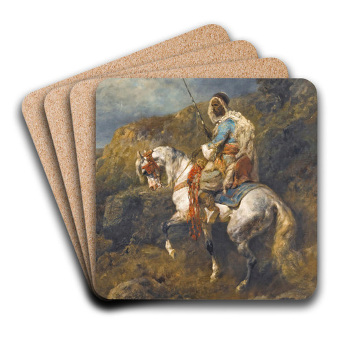 Arab Horseman by Adolf Schreyer Art Drink Coaster set