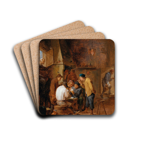 A tavern interior with boors playing cards by David Teniers The Younger Drink Coasters - set of 4