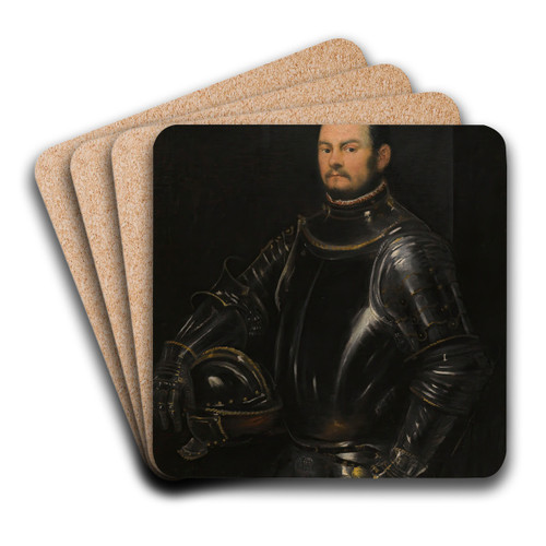 Portrait Of A Young Bearded Man by Jacopo Tintoretto Art Drink Coaster set