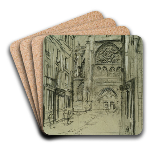 La Rue Pequet, Dieppe, St Jacques by Walter Richard Sickert Art Drink Coaster set