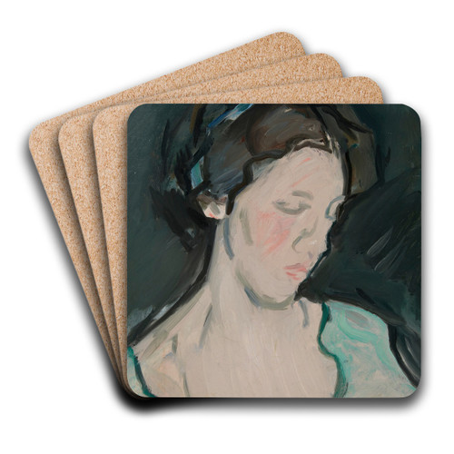A portrait of a young woman, thought to be Peggy MacRae by Samuel John Peploe Art Drink Coaster set