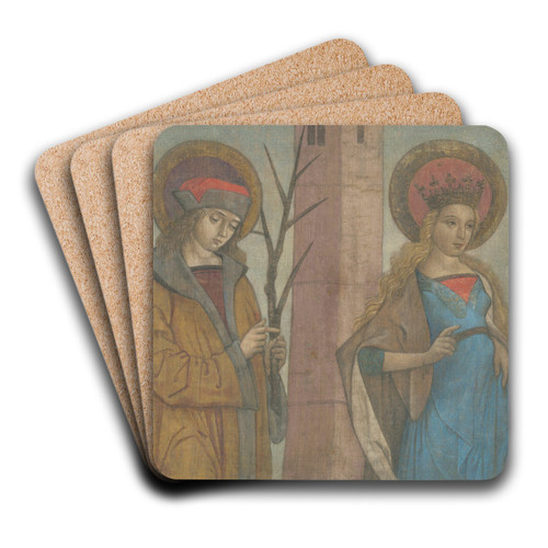 Diptych of Saints Achatius, Barbara, Apollonia, and Sebald by German School Art Drink Coaster set