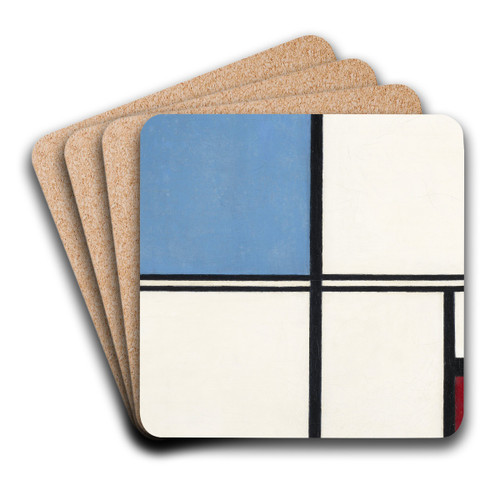 Composition with Blue and Red by Piet Mondrian Art Drink Coaster set Composition with Blue and Red by Piet Mondrian Art Drink Coaster set