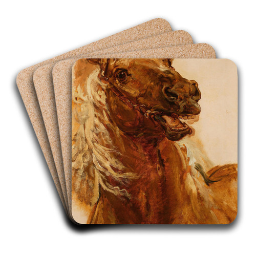 Sketch of horses head for the painting Zamoyski at Byczyna by Jan Matejko Art Drink Coaster set