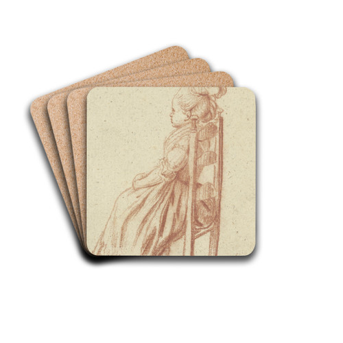 Junges Mdchen auf einem Stuhl sitzend by Daniel Nikolaus Chodowiecki Drink Coasters - set of 4