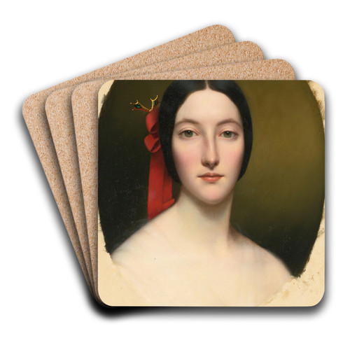 Portrait Of A Lady by French School Art Drink Coaster set