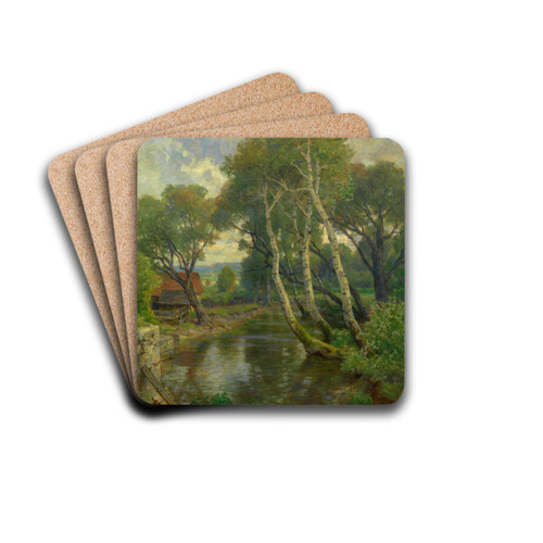 Silberpappeln am Weiher by Hugo Darnaut Drink Coasters - set of 4