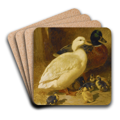 Ducks And Ducklings by John Frederick Herring Snr. Art Drink Coaster set