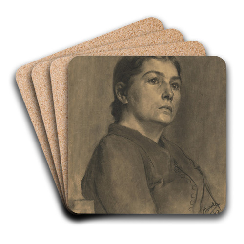 A study of the image of a woman by Jozef Hanula Art Drink Coaster set A study of the image of a woman by Jozef Hanula Art Drink Coaster set