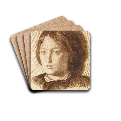 Portrait of Emma Madox Brown by Dante Gabriel Rossetti Drink Coasters - set of 4