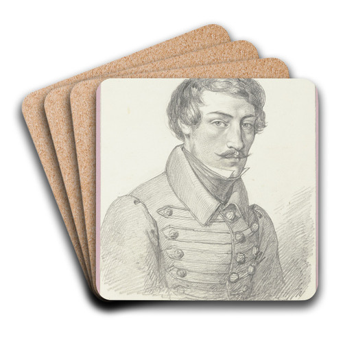 Brustbild eines jungen Mannes by Friedrich Mosbrugger  Art Drink Coaster set Brustbild eines jungen Mannes by Friedrich Mosbrugger  Art Drink Coaster set