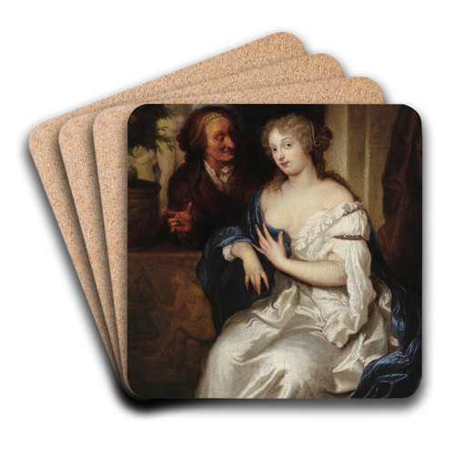 Pomona and Vertumnus by Caspar Netscher Art Drink Coaster set
