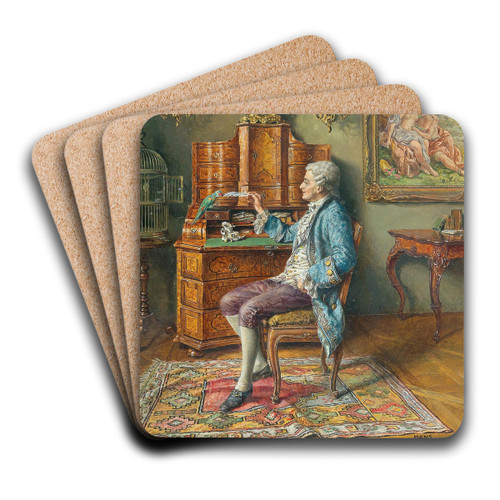 Interieur mit Papagei by Hans Hamza Art Drink Coaster set