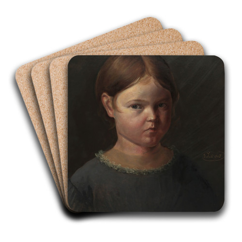 Hermine Ferstel (Schwester des Knstlers) by Heinrich von Ferstel Art Drink Coaster set