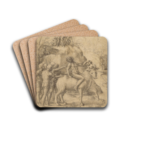 A Man Riding a Bull, and Other Figures by Correggio Drink Coasters - set of 4