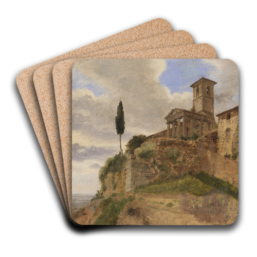 The Temple of Hercules at Cori by Jrgen Roed Art Drink Coaster set The Temple of Hercules at Cori by Jrgen Roed Art Drink Coaster set