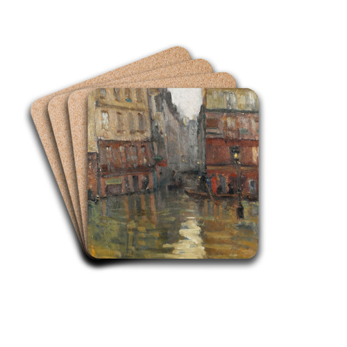La rue Matre-Albert (inondations de 1910) by Germain Eugne Bonneton Drink Coasters - set of 4 La rue Matre-Albert (inondations de 1910) by Germain Eugne Bonneton Drink Coasters - set of 4