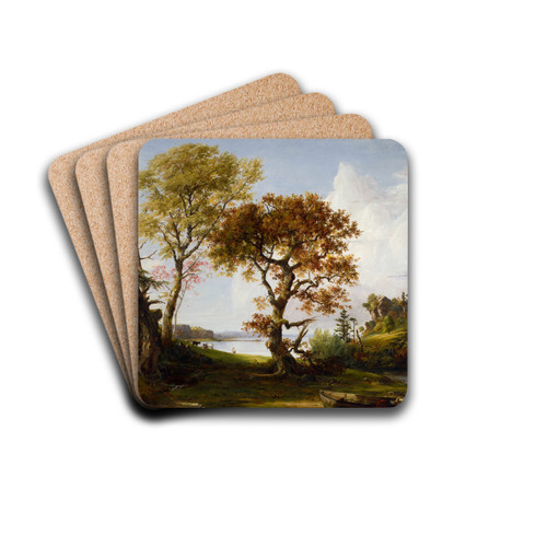 The Hudson at Piermont by Jasper Francis Cropsey Drink Coasters - set of 4