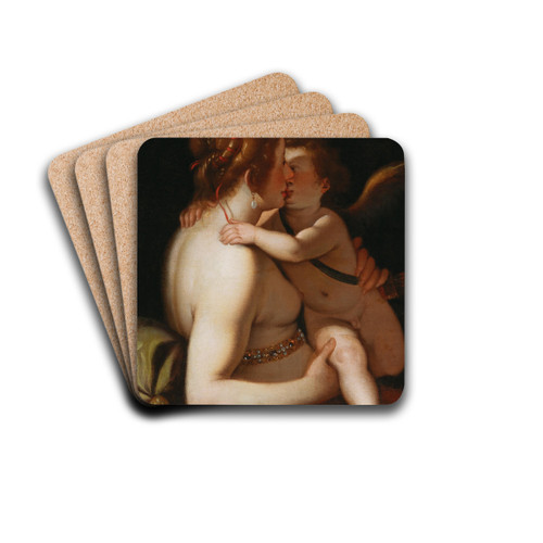 Venus and Cupid by Giovanni Battista Paggi Drink Coasters - set of 4