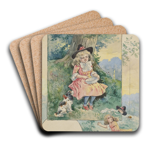 Little Miss Muffet by McLoughlin Bros Art Drink Coaster set