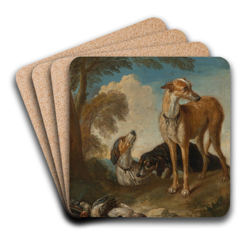 Three Hunting Dogs In A Landscape by Circle Of Frans Snyders Art Drink Coaster set