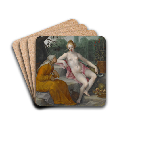 Vertumnus and Pomona by After Abraham Bloemaert Drink Coasters - set of 4