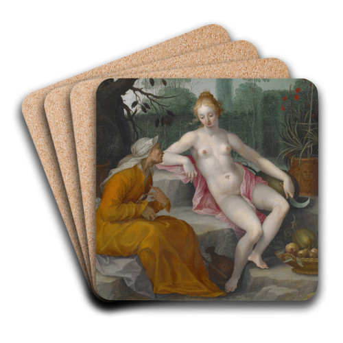 Vertumnus and Pomona by After Abraham Bloemaert Art Drink Coaster set