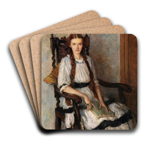 Portrait of Mary Lapsley Guest (ne Caughey) (1901-1964) by John Butler Yeats Art Drink Coaster set