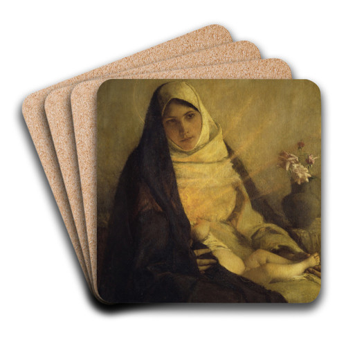 Madonna of the Rose by Pascal-Adolphe-Jean Dagnan-Bouveret Art Drink Coaster set