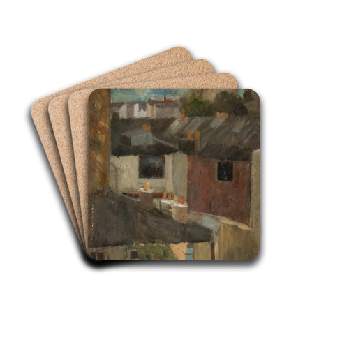 View through the window of a workroom by Tadeusz Makowski Drink Coasters - set of 4 View through the window of a workroom by Tadeusz Makowski Drink Coasters - set of 4
