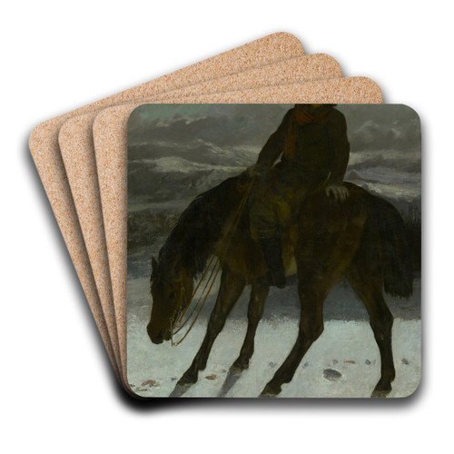 Hunter onHorseback by Gustave Courbet Art Drink Coaster set
