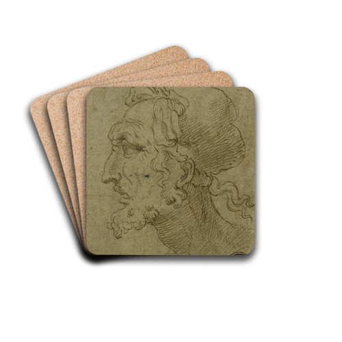 Male Head in Profile by Baldassare Peruzzi Drink Coasters - set of 4 Male Head in Profile by Baldassare Peruzzi Drink Coasters - set of 4