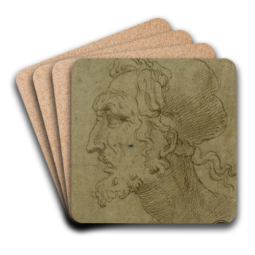 Male Head in Profile by Baldassare Peruzzi Art Drink Coaster set