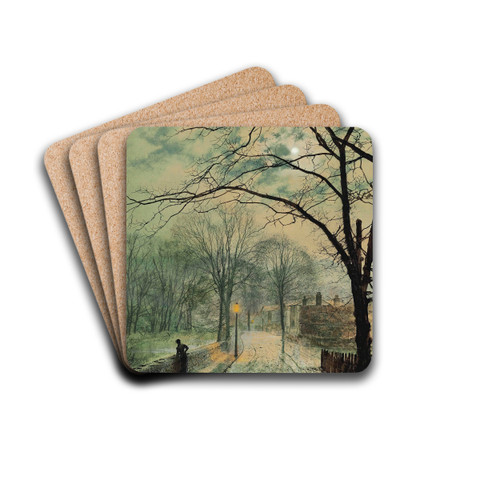 A moonlit stroll, Bonchurch, Isle of Wight by John Atkinson Grimshaw Drink Coasters - set of 4