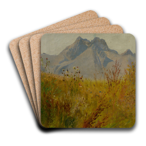 Lomnick Peak by Ladislav Mednynszky Art Drink Coaster set