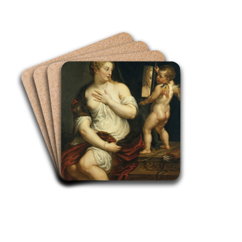 Venus and Cupid by Peter Paul Rubens Drink Coasters - set of 4