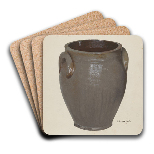 Stoneware Crock by Jerome Hoxie Art Drink Coaster set