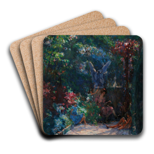 Lio no meu jardim by Eliseu Visconti Art Drink Coaster set