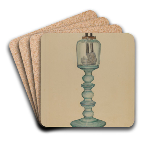 Whale Oil Lamp by Janet Riza Art Drink Coaster set