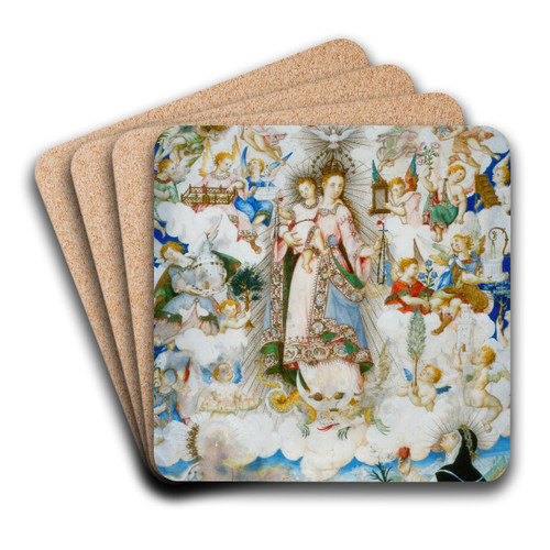 The Virgin of the Rosary with Saint Catherine of Alexandria and Saint Catherine of Sienna by Luis Lagarto Art Drink Coaster set