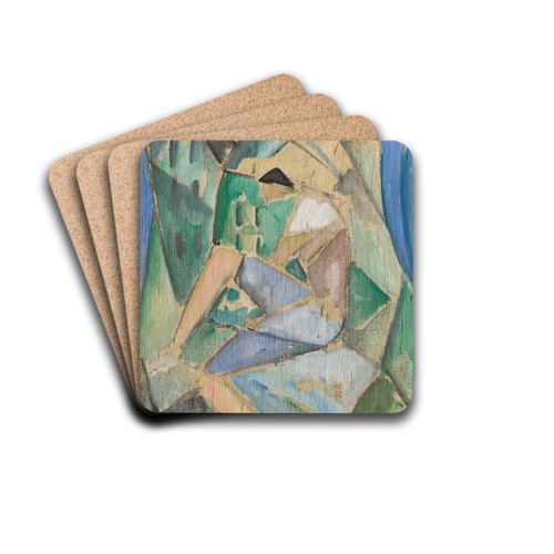 Kubistische Figur mit Husern by Hermann Stenner Drink Coasters - set of 4