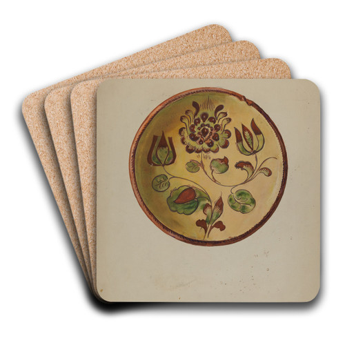 Pa. German Plate by Albert Levone Art Drink Coaster set
