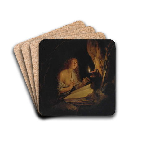 ThePenitentMagdalene By Candlelight by Gerrit Dou Drink Coasters - set of 4 ThePenitentMagdalene By Candlelight by Gerrit Dou Drink Coasters - set of 4