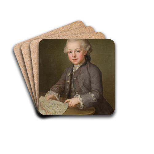 Boy with Map of Scandinavia by Ulrika Pasch Drink Coasters - set of 4