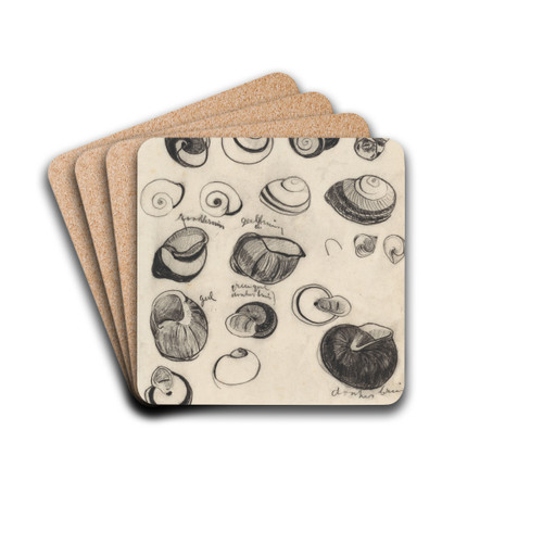 Studieblad met schelpjes by Theo Nieuwenhuis Drink Coasters - set of 4 Studieblad met schelpjes by Theo Nieuwenhuis Drink Coasters - set of 4