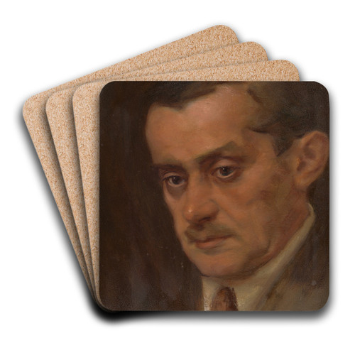 Portrait of a Man by Milan Thomka Mitrovsk Art Drink Coaster set