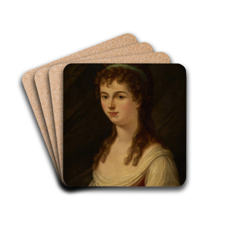 Portrait of a Young Lady by George Henry Harlow Drink Coasters - set of 4