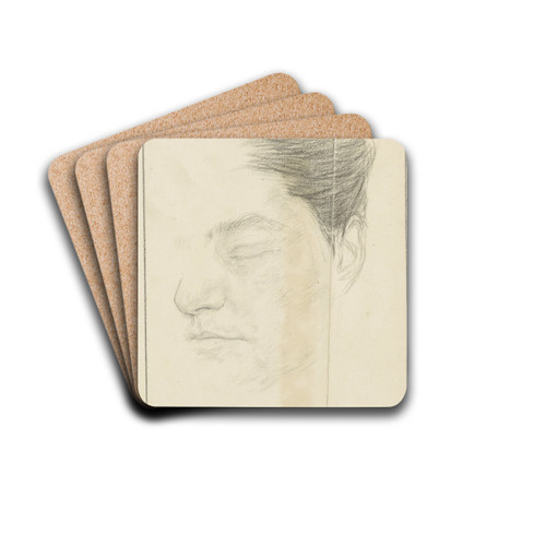 Kopstudie, met gesloten ogen by Jan Veth Drink Coasters - set of 4 Kopstudie, met gesloten ogen by Jan Veth Drink Coasters - set of 4